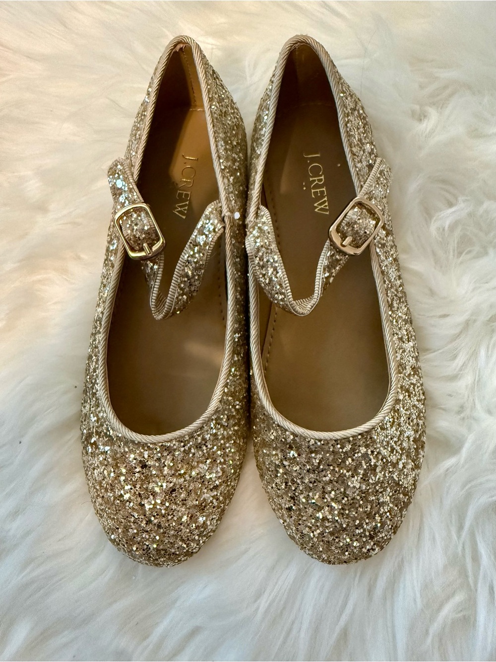 J. Crew Girls' Gold Glitter Mary Jane Flats Size 1